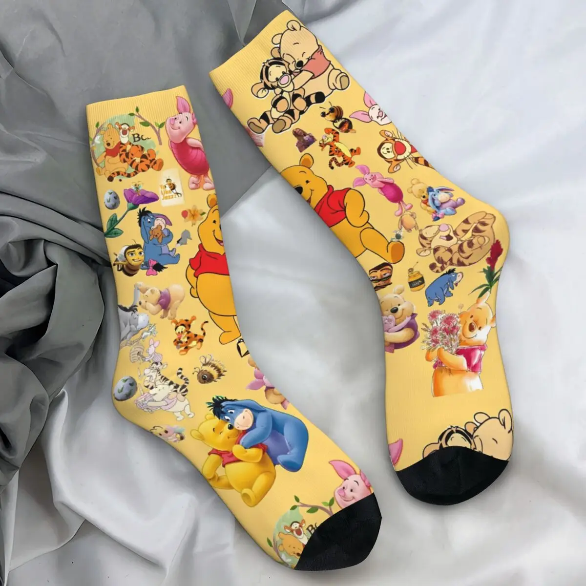 Winnie The Pooh Socks Autumn Cartoon Honey Bear Stockings Leisure Unisex Men Comfortable Socks Graphic Climbing Anti Slip Socks