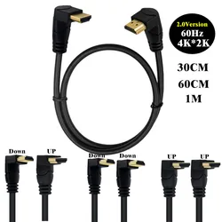 4K kabel HDTV 2.0 90/270 stopni łokieć do kąt nachylenia HDMI-kompatybilny do kabel HD 0.3m 1.8m 2K * 4K do telewizora projektor do komputera laptopa PS4