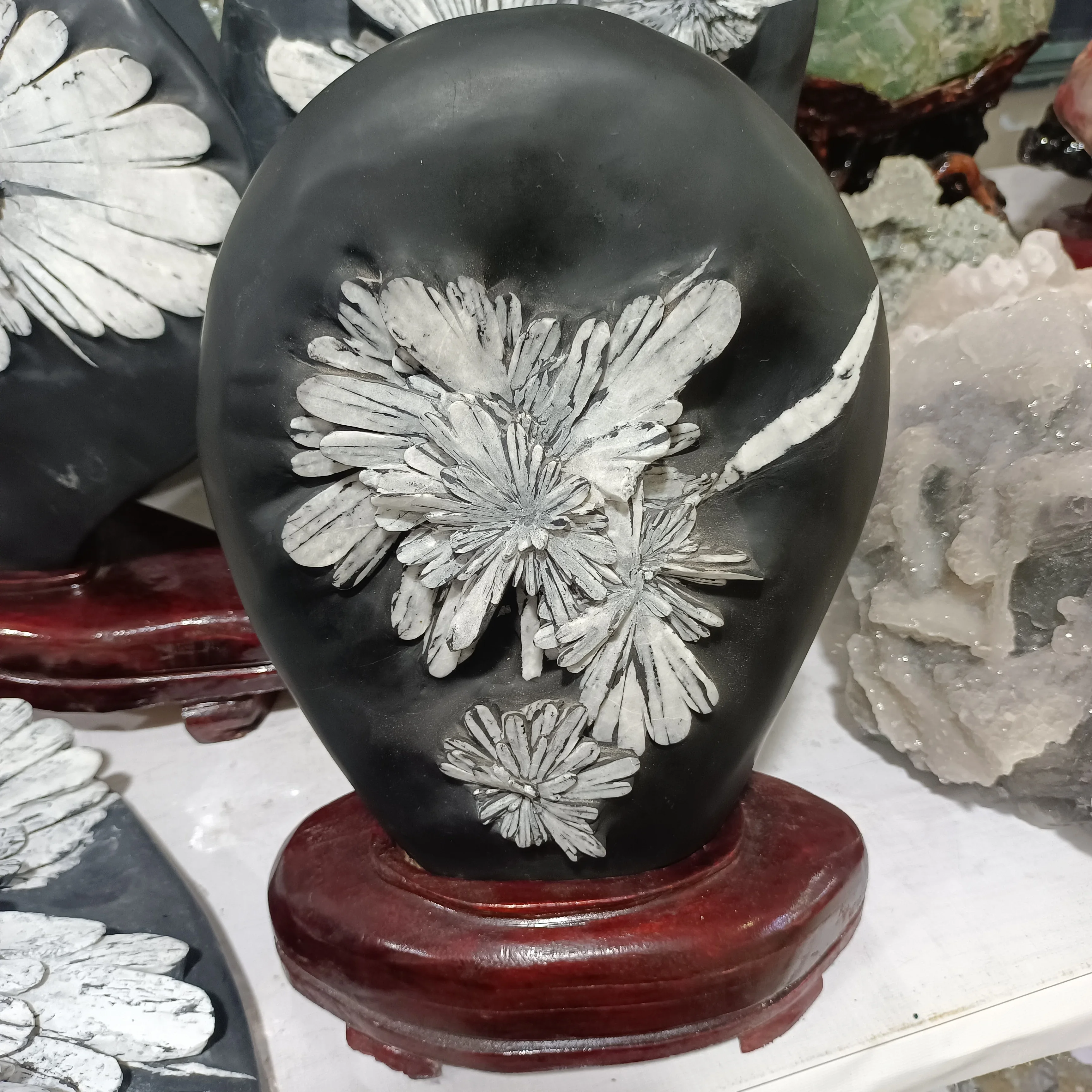 Magically Beautiful Natural Chrysanthemum Stone Ore Quartz Crystal Mineral Specimen Healing Home Office Degaussing Decoration
