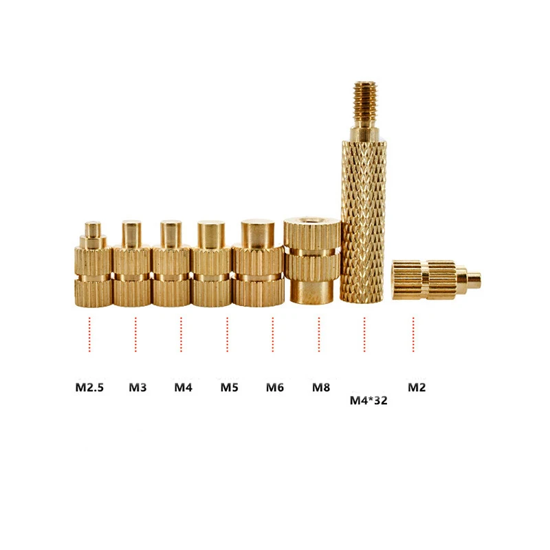 8pcs/Lot 3D Printing Workpiece Hot Melt Nut Metric Thread M2 M2.5 M3 M4 M5 M6 M8 Brass Thread Insertion Kit Hot Insertion Tool