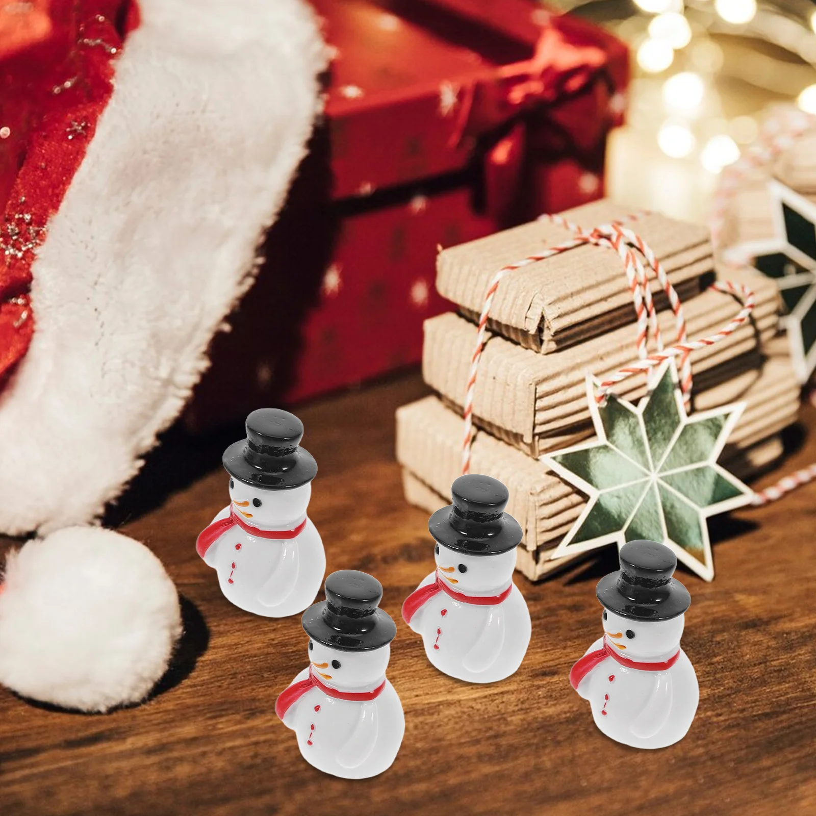 

50pcs Red Snowman Mini Tiny Snowman Figures Resin Christmas Decor For Home Garden Office Xmas Party Supplies Desktop Ornament