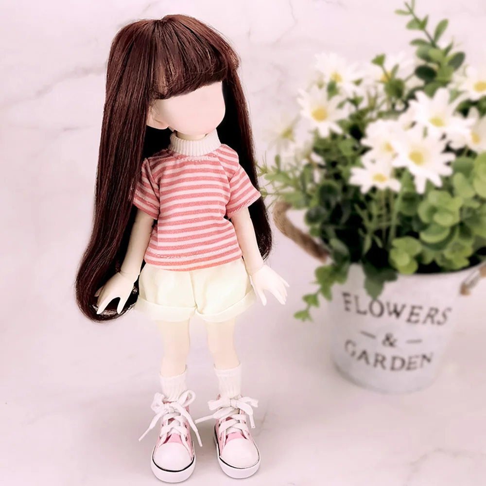 30CM Doll Clothes Fashion Stripe Undershirt Casual Wear Shorts Tooling Style Jeans Pants For 11.5