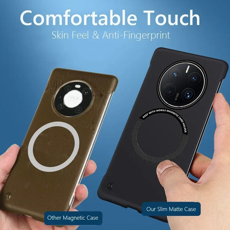 شحن لاسلكي بدون إطار مع ملف مغناطيسي لحافظة الهاتف لهاتف Huawei Mate 70 60 50 30 40 20 Pro PC غطاء غير لامع