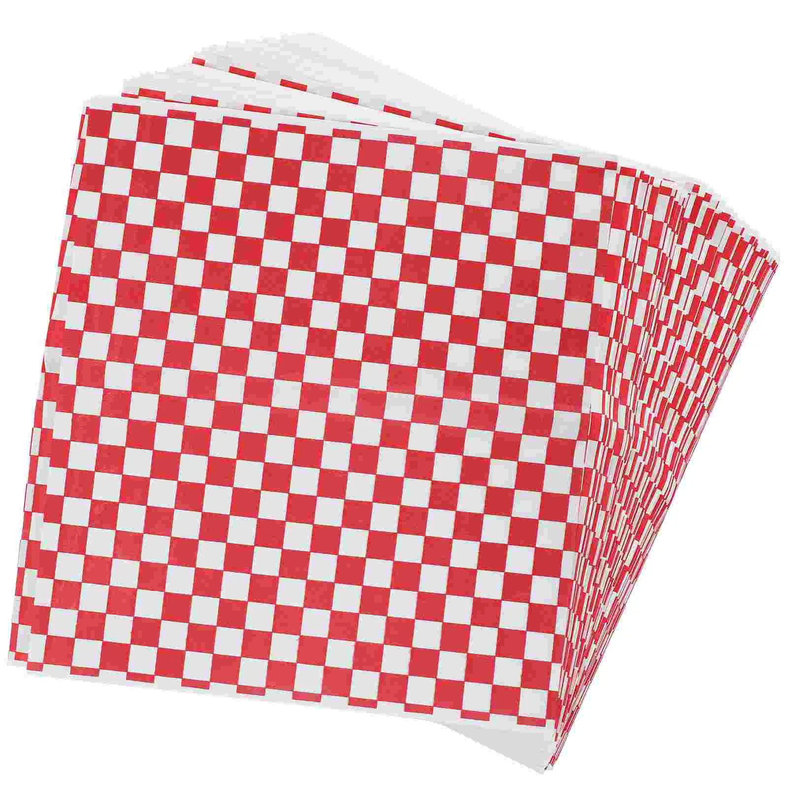 100 Sheets Red Wrapping Paper Food Hamburger Biscuit Truck Supplies Greaseproof Sandwich Baking Wraps