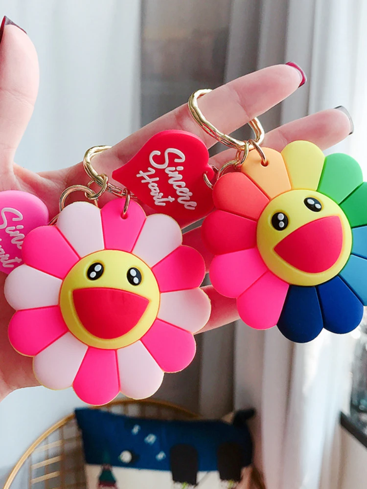 Creative Cute Cartoon New Sunflower Keychain Car Bag for Car