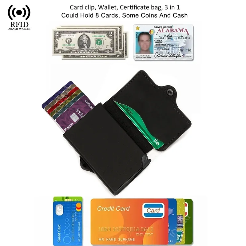 التلقائي المنبثقة حامل بطاقة الأعمال المحمولة بطاقة حقيبة للتخزين حامل الهوية حامل البطاقة Cardbag تتفاعل حجب مكافحة خسر مشبك بطاقة #6