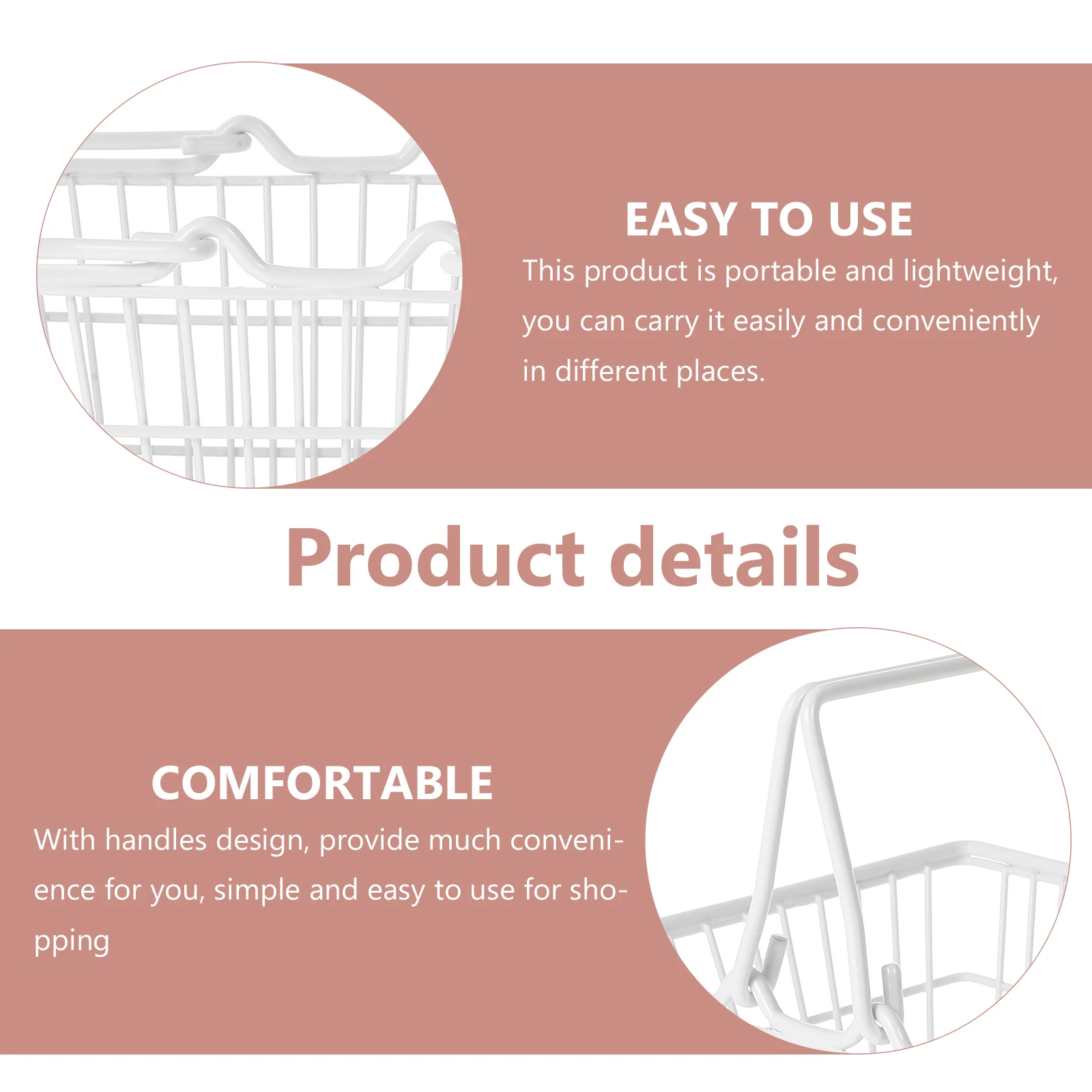 

1pc Shopping Storage Iron Portable Handheld Shopping Basket Portable Handle Household Organizer Felt Wicker Kitchen Handheld