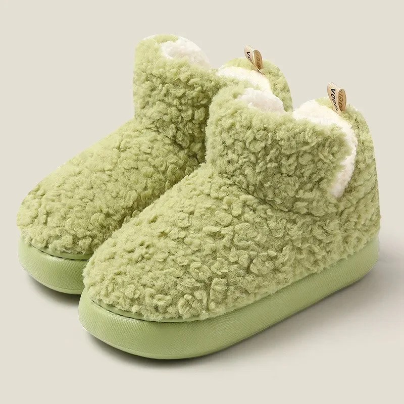 Winter Women Soft Plush Boots Couple Indoor Cotton Slippers Men Household Thick-soled Warm Soft Sole Bag  Slippers Botas Mujer