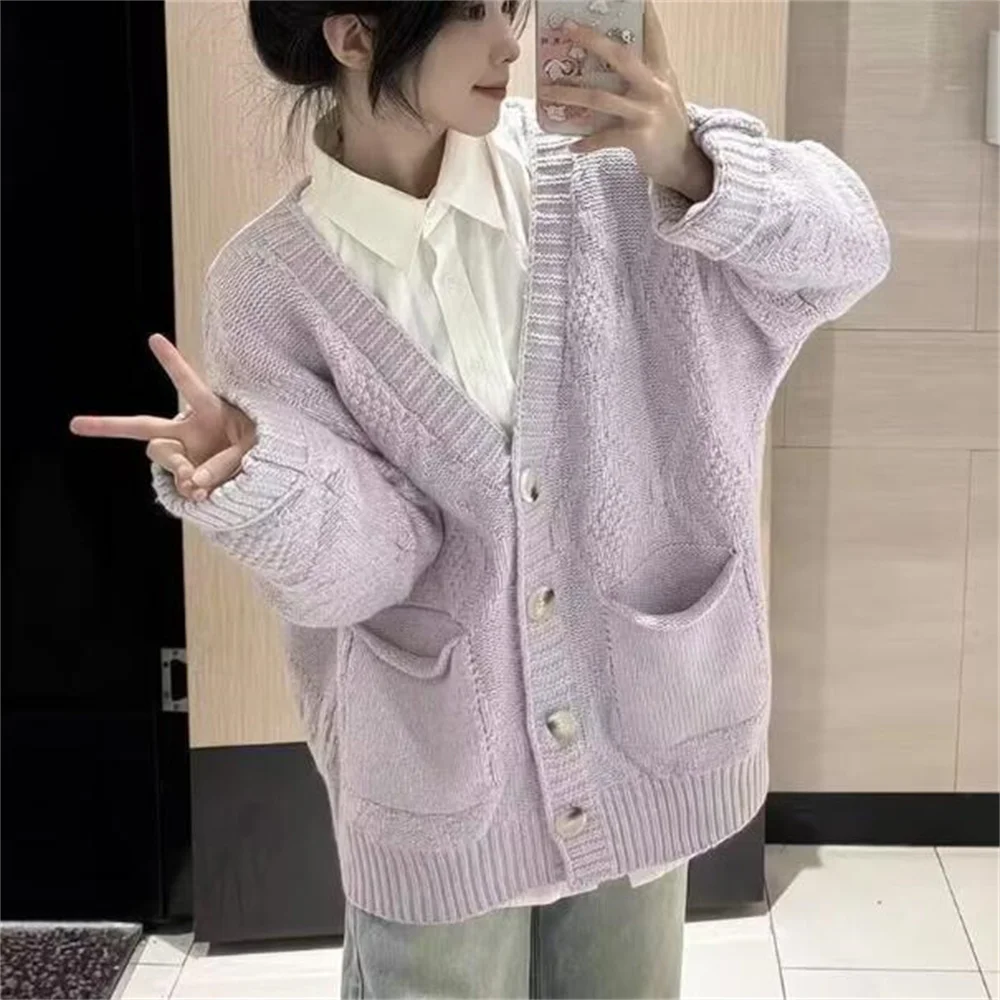 

New Hollow Cardigan for Spring Loose and Simple Sweet Thin Knitted Top for Women Cropped Cardigan Korean Fashion XQ45
