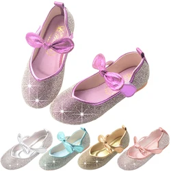 Shiny Ballet Dance Princess Shoes for Girls Snow Queen Elsa Sofia Masquerade Elegant Party Children Casual Leather Flat Sandals