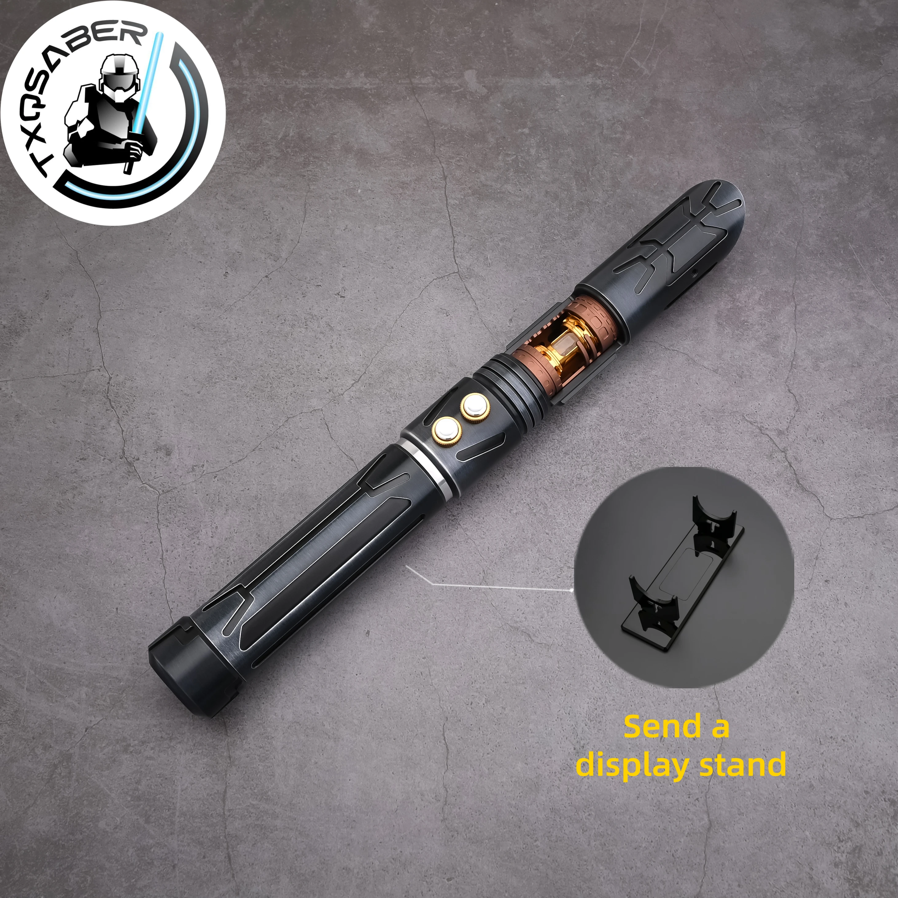 

TXQSABER Lightsaber Dark Hunter SDRGB SNV4 no Blade Metal Hilt Smooth Swing FOC Heavy Dueling Lightsaber for Adult Cosplay Toys