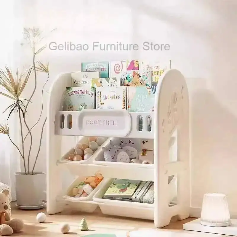 

Bookshelf Multi-layer Easy Assembly Shelf Double Simple Rows Children's Bookshelves Floor Standing Mensole Storage Cabinet