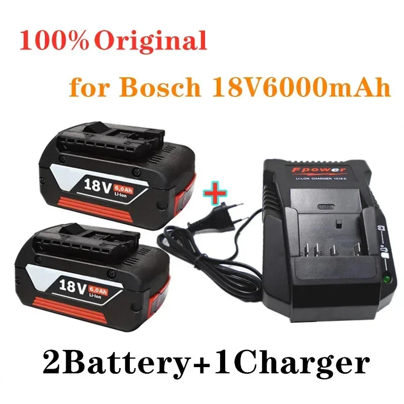 New18V 6000mAh lithium ion battery Bosch Portable replacement battery Backup battery BAT609 BAT609G BAT618 BAT618G+ 1Charger