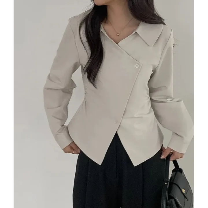 

Шикарный винтажный дизайнерский женский костюм Jaet для поездок на работу, асимметричный длинный топ с разрезом, маленький дизайн Ence Design Sense