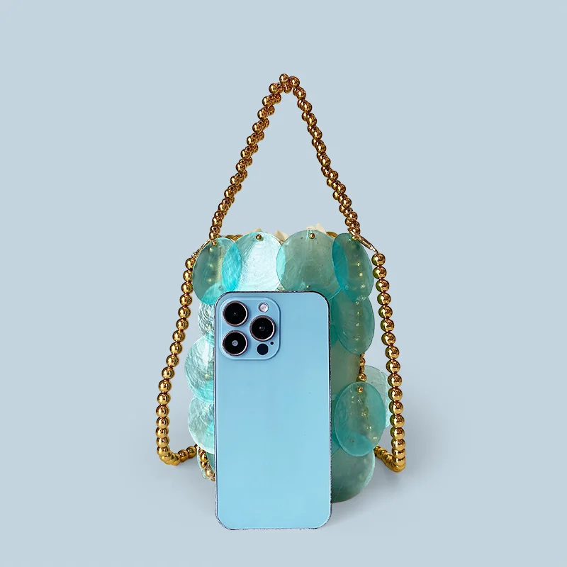 حورية البحر الأميرة مقياس السمك البريق اليدوية النسيج تألق حبة حقيبة الهاتف اللؤلؤ حقيبة يده حقيبة كروسبودي