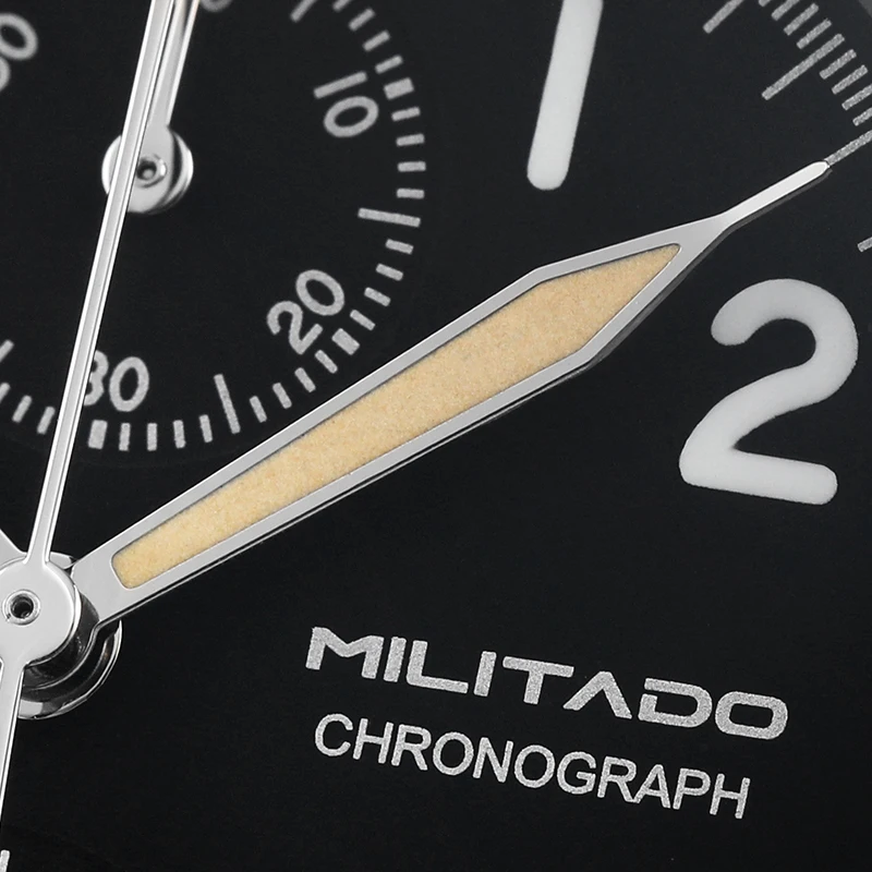 Militado ML1868KF Retro VK67 Quarz-Chronographenuhr, Edelstahlgehäuse, 3 Zifferblätter, wasserdicht, 100 m, Multifunktions-Militäruhr – Detail 12