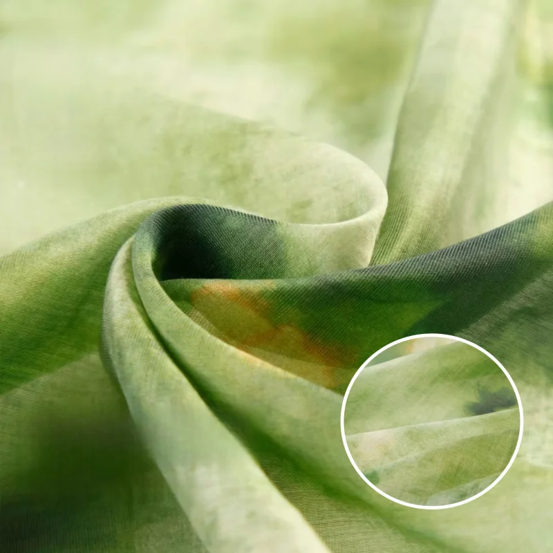 Draping Butterfly moss green irregular tie-dye Tencel linen fabric for spring/summer dresses designer fabricB