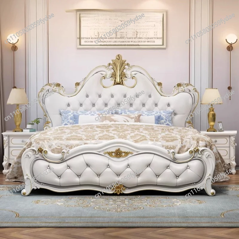 Cama de Princesa Europea, Cabeceras de Lujo para Dormitorio Individual, Diseño de Cama Doble para Niñas, Estilo Castillo, Letto Matrimoniale, Muebles Únicos
