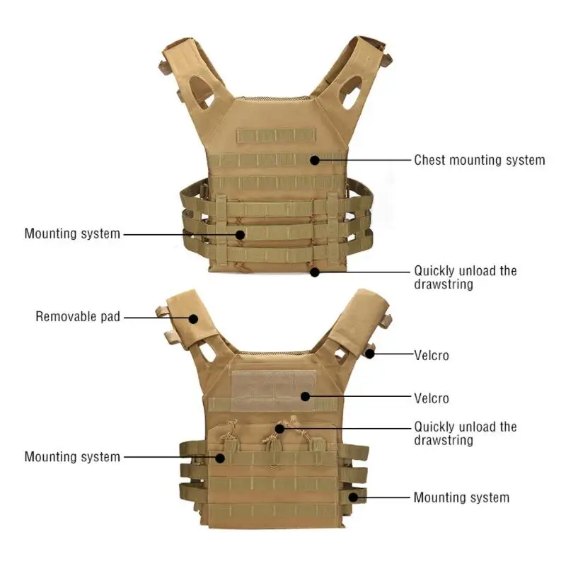 600D Bullet Proof Vest hunting Tactical Vest Molle Plate Carrier Magazine Airsoft Paintball CS Outdoor Protective Vest JPC Vest