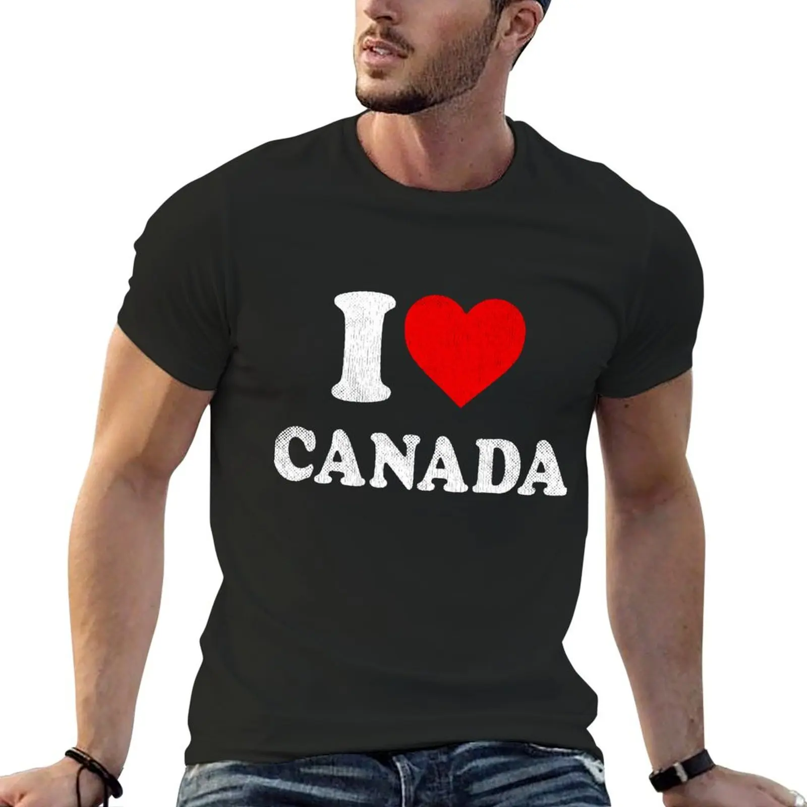 I Love Canada Tshirt Souvenir I Heart Canada Tee Shirts T-Shirt korean fashion slim fit t shirts for men