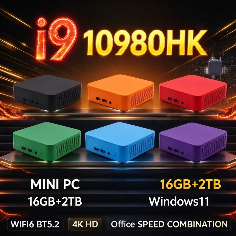High Speed Mini PC Intel Core I9-10980HK Windows 11 16GB RAM 1TB/2TB SSD WiFi6 BT5.2 Home Office Gaming Daily Use Desktop Host