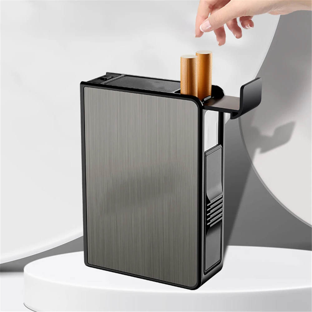 Portable Automatic Cigarette Case Waterproof Metal Cigarette Box 20pcs Capacity Cigarette Holder Case Not Lighter Gadget For Men