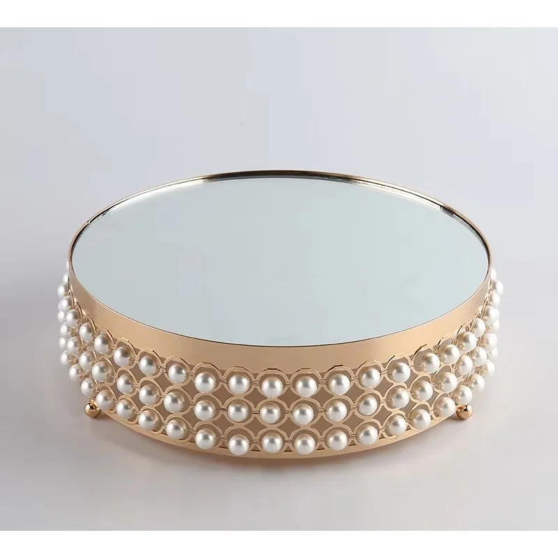 

Hot Metal Iron Cake Stand Mirror Cake Plate Birthday Party Dessert Plate Round Pastry Tray Wedding Decoration