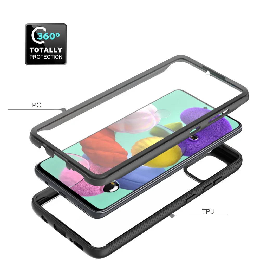Hybrid TPU/PC Case for Samsung Galaxy A51 A71 With Screen Protector 360 Degree Shockproof Clear Cover For Galaxy A21s A31