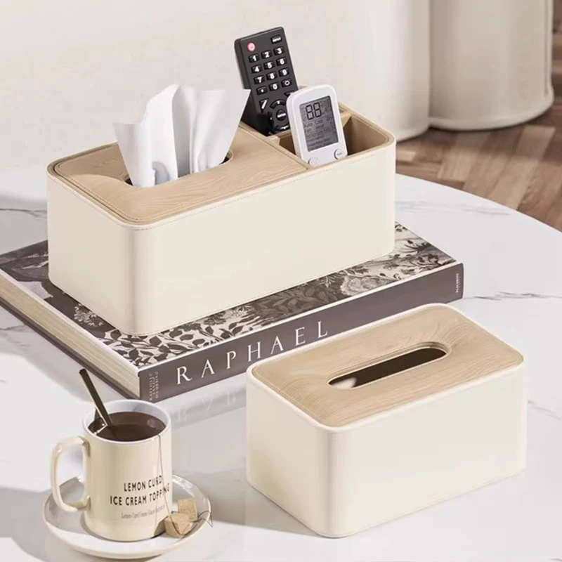

New Spring-Enhanced High-End Luxury Multifunctional Tissue Box with Remote Storage - Creative Home Organizer for Living Room