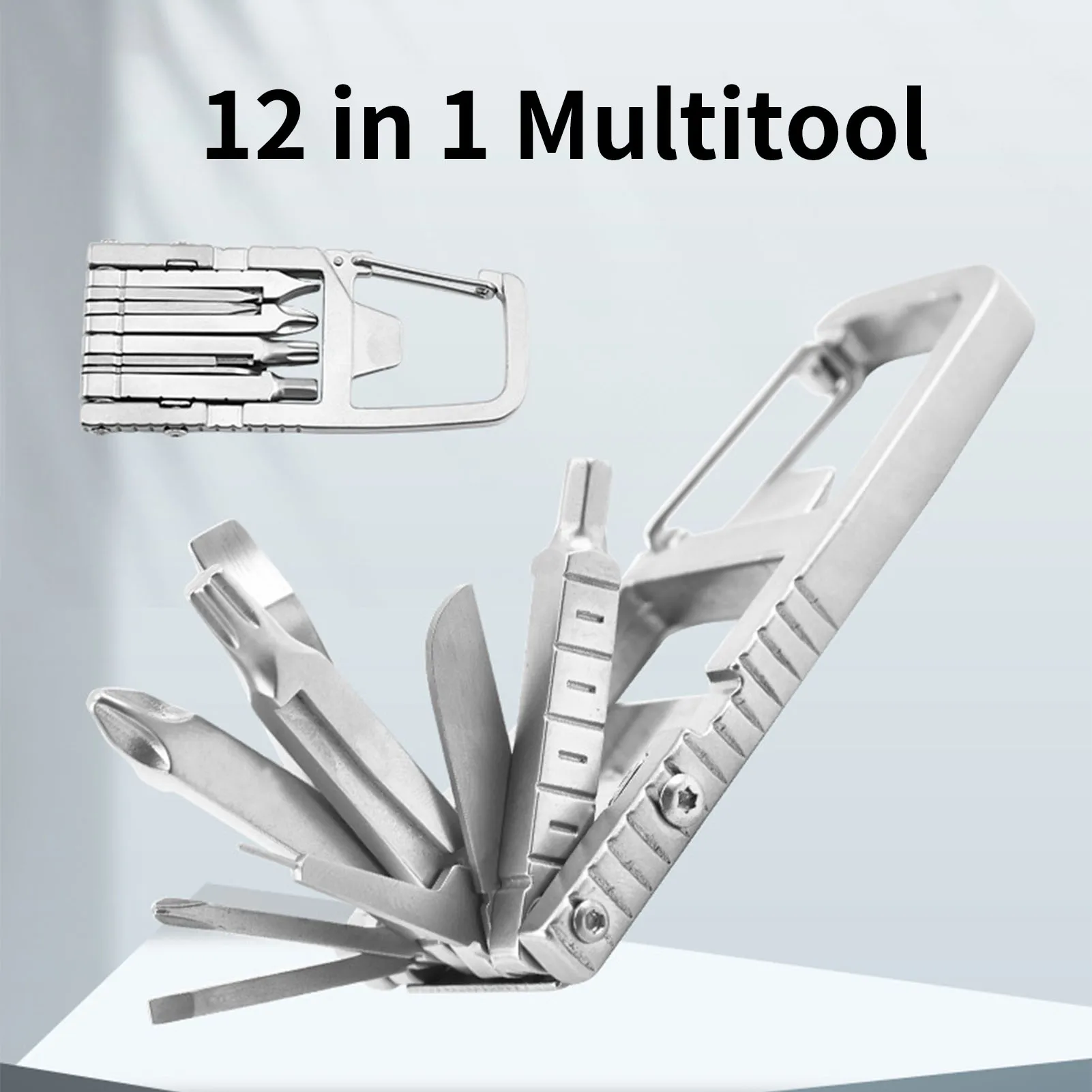 

Keychain Bottle Opener Multi Functional 12 in 1 Foldable Stainless Steel Multitool Rust Prevention for Home Repair