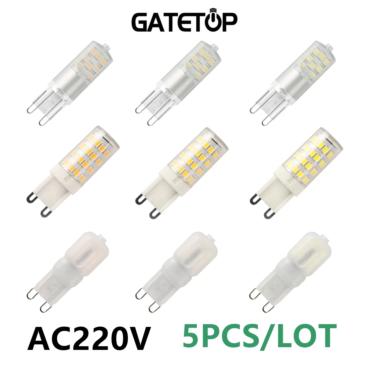 5PCS LED G9 corn lamp column light AC220V 3W no strobe warm white light adatto per lampadario crystal lamp