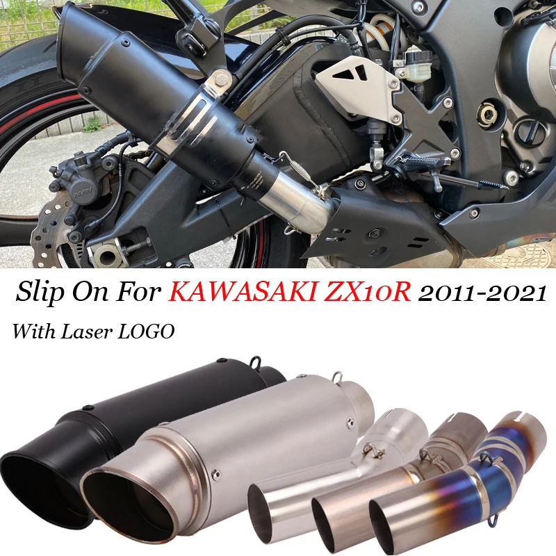 Slip-On For KAWASAKI ZX-10R ZX10R 2008-2021 Motorcycle Exhaust Modified Titanium Alloy Exhaust System 51mm Moto Escape Muffler