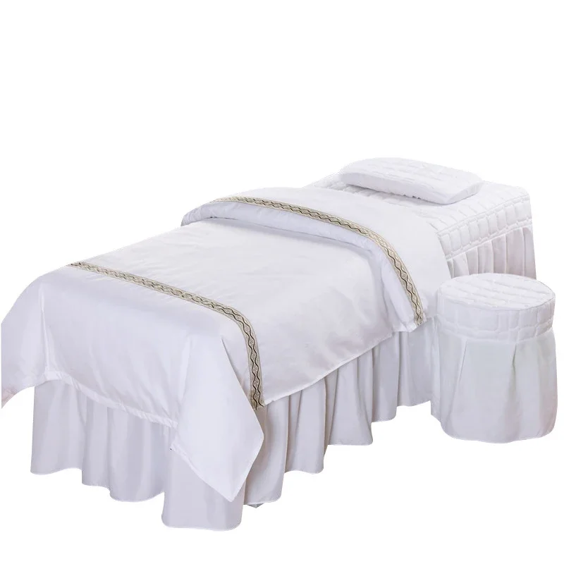 Multu Style Beauty Salon Bedding Sets, Massage Spa, Table, Bed Skirt, Pillowcase, Stool Cover, Quilt Cover, High Quality, 4Pcs