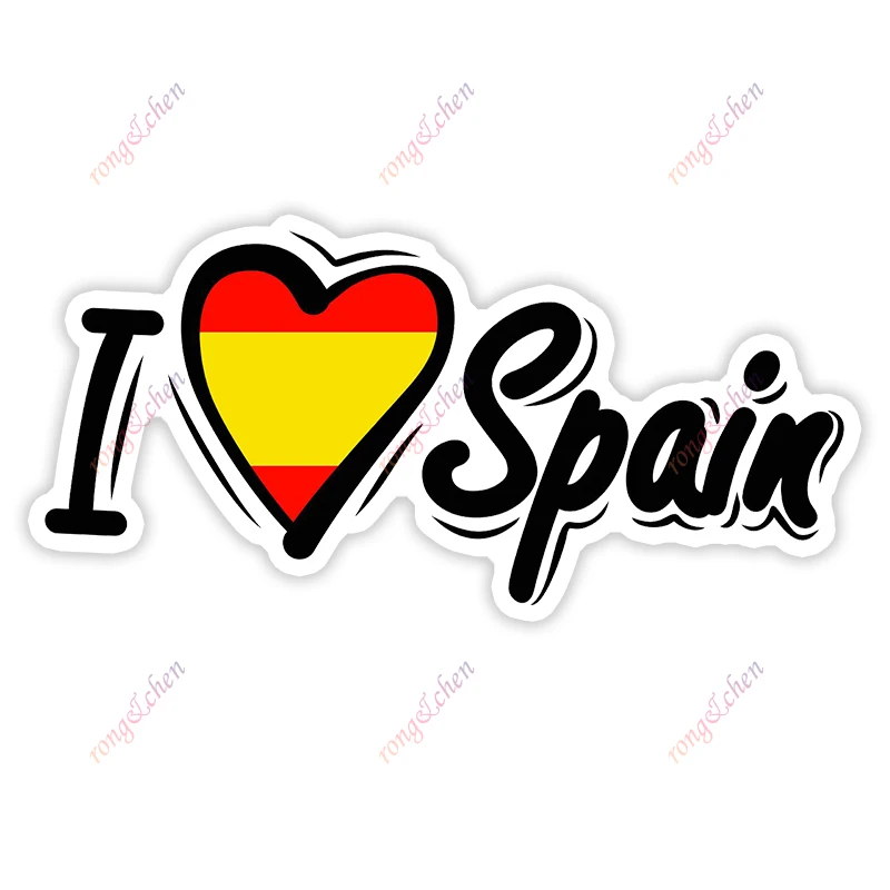 Cartoon Car Sticker I Love Spain for Car Motorcycle Racing Helmet Laptop Trunk Body Car Window Surfboard Waterproof PVC Decals