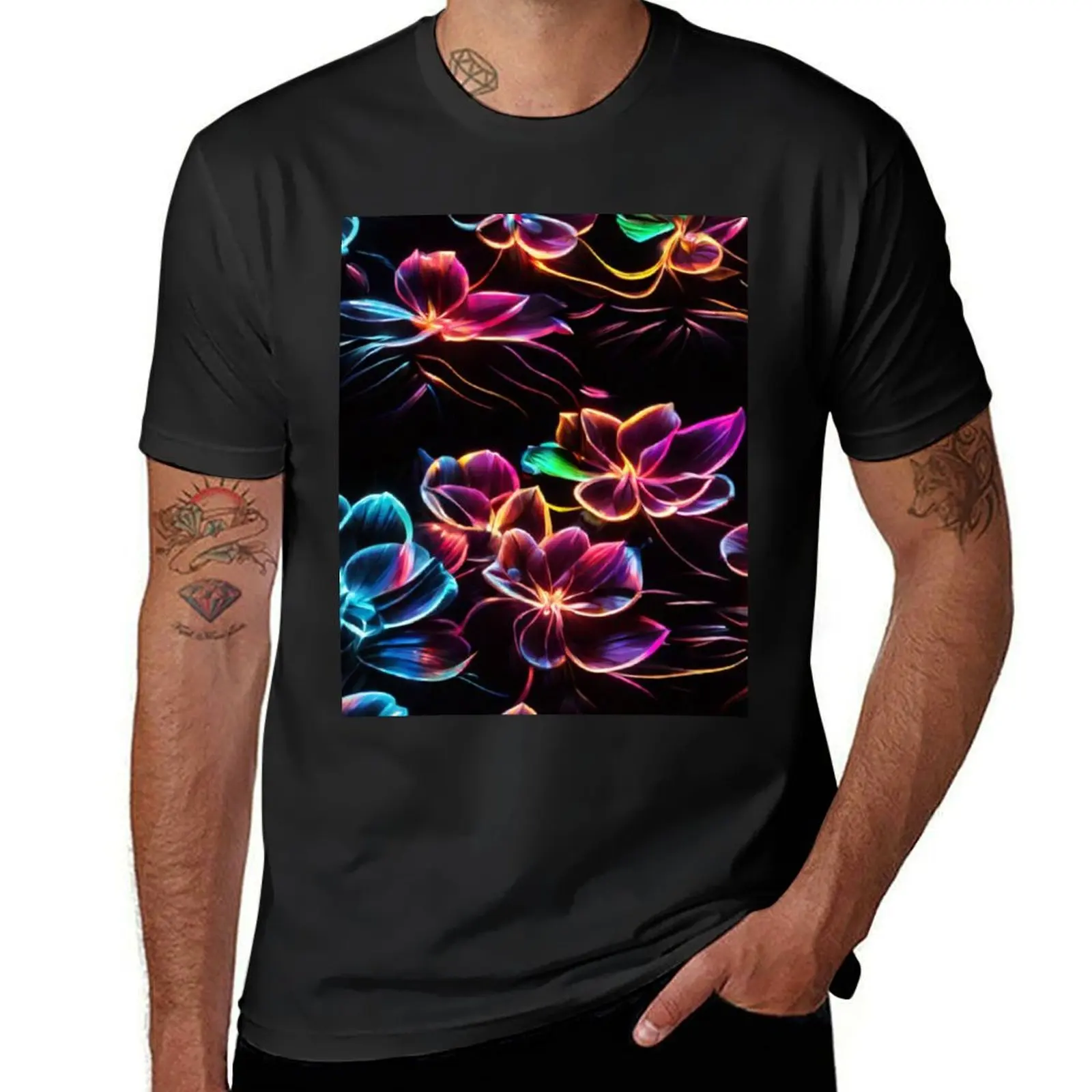 

Neon Flowers 1 T-Shirt oversized t shirt cotton man t-shirts customs black t shirts for men