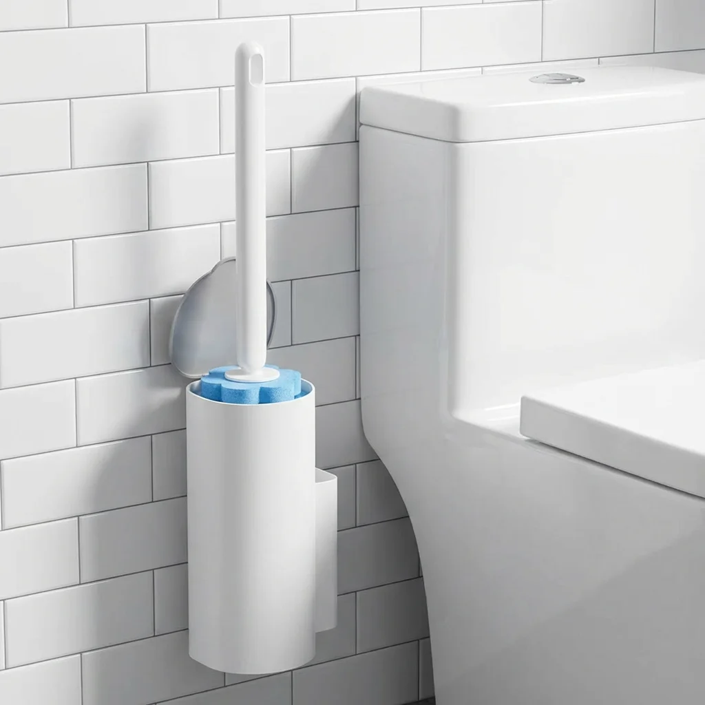 

Disposable Toilet Cleaning Brush Set - Includes Storage Holder & Replaceable Heads, Hygienic Deep Cleaning Bathroom Accessory