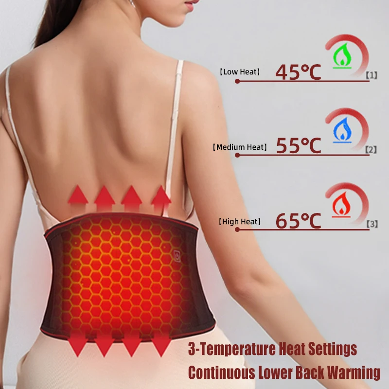 1PC Electric Heated Waist Support Brace Pain Relief Lumbar Heating Pad USB Charging Magnetic Therapy Back Waist Massage Band
