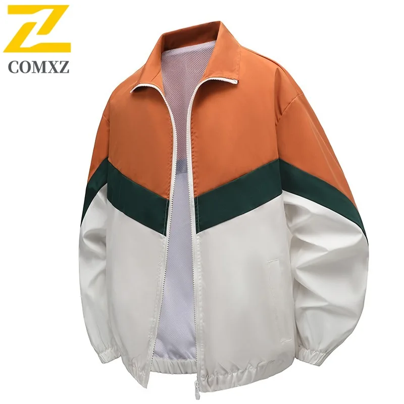 

COMXZ Men Outdoor Jacket Premium Stand Collar Riding Lightweight Motorcycle Jacket Daily Style Comfort Durable Autumn Outerwear