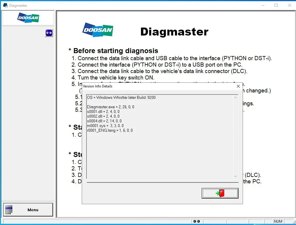 SpecDiag Doosan Diagmaster 21.10.01 Diagnostic Program
