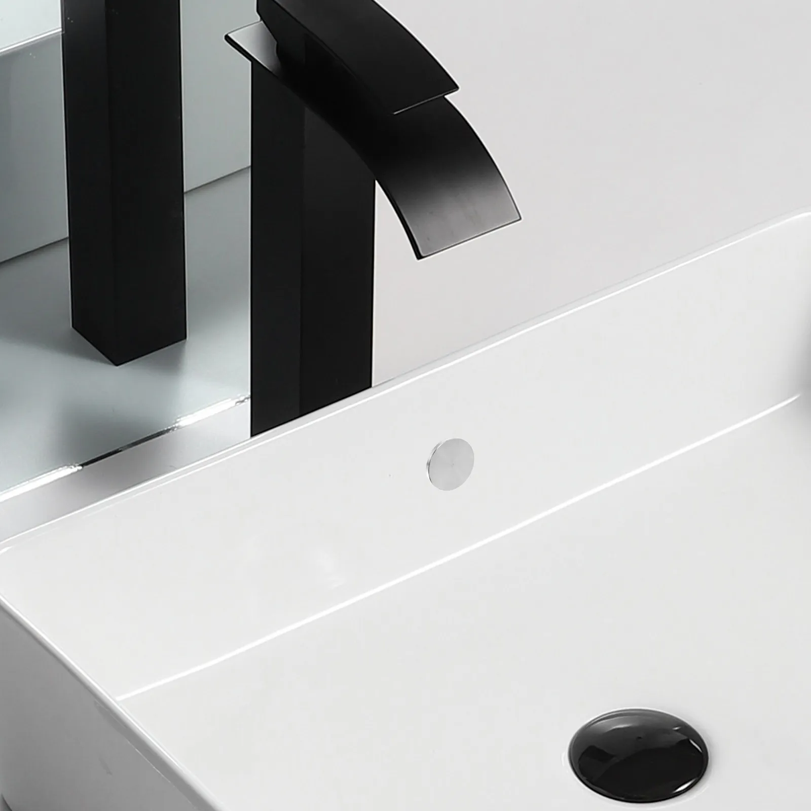 Stainless Steel Bathroom Sink Overflow Cover Ceramic Wash Basin Overflow Hole Trim Ring Splash Resistant Elegant Fit Universal