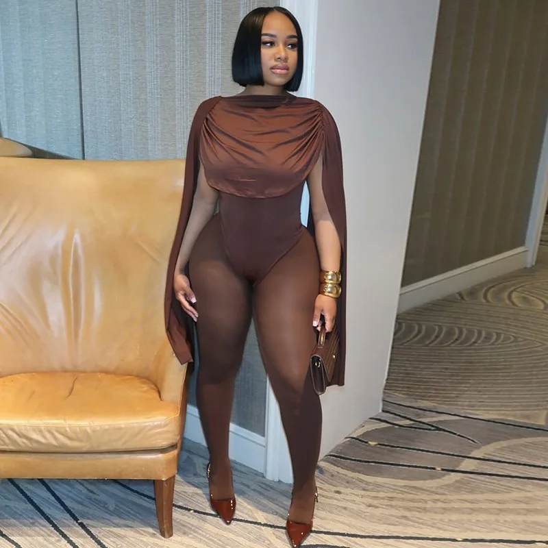 Damen-Overalls mit Rollkragen, ärmellos, plissiert, Bandage, einfarbig