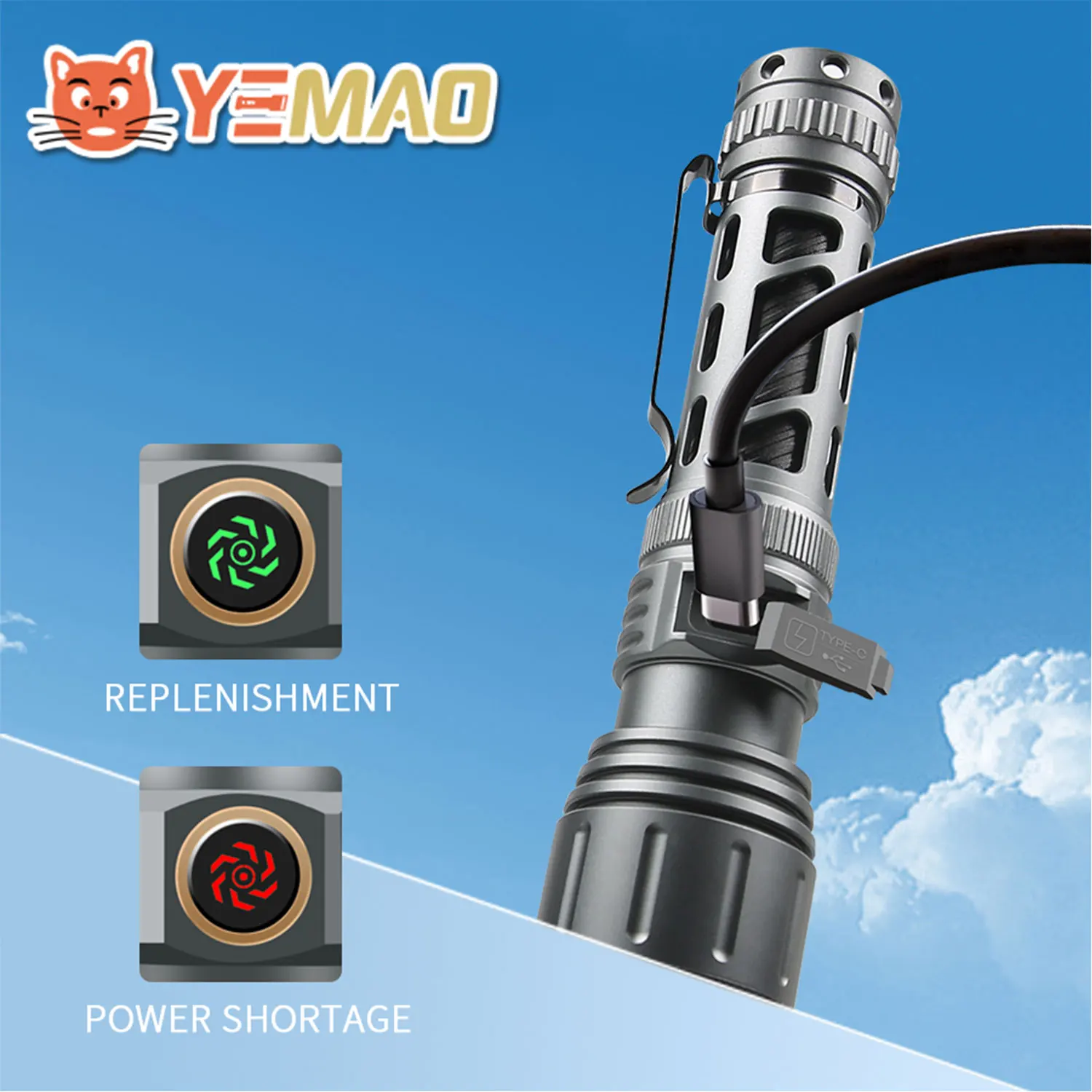 

Night Cat A60 2400mAh 1200LM Ultra-portable Tactical Flashlight, 7 Modes Adjustable Focus, Rechargeable Flashlight, Waterproof