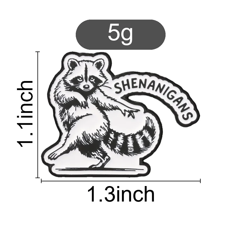 Funny Shenanigans Raccoon Badge Retro Black White Animal Enamel Pins Humorous Wild Creature Brooch Accessories Bag Decor