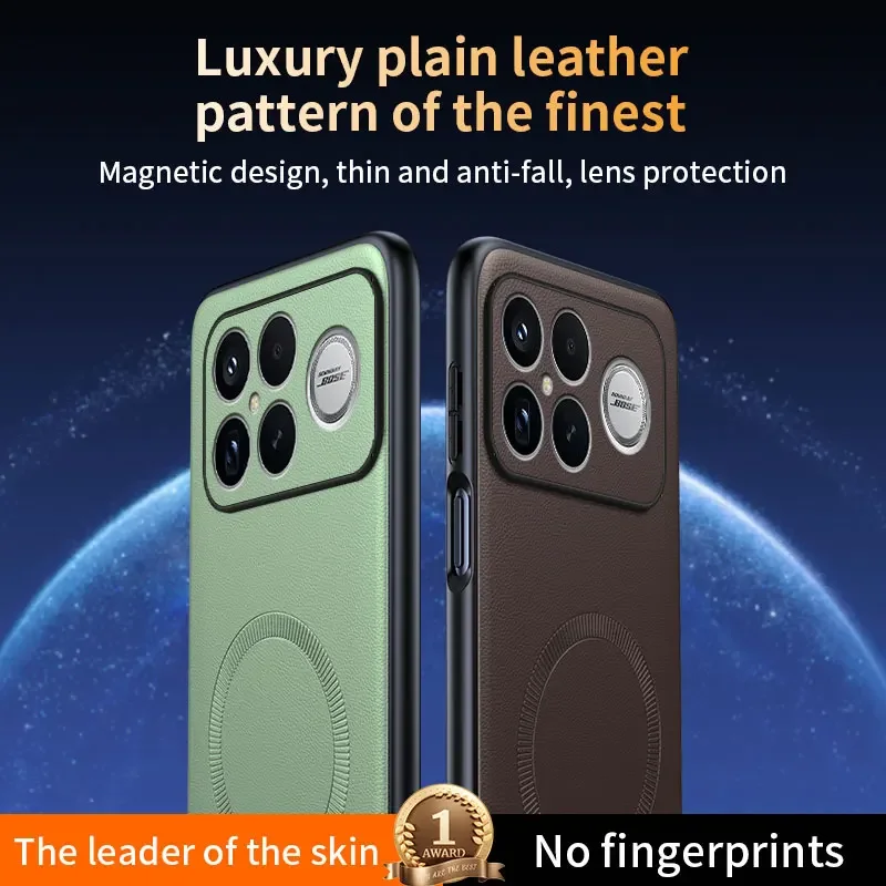Luxury Soft Silicone Leather Case For Xiaomi Poco F6 F7 F8 Ultra X6 X7 X8 Pro Max Full Lens Protection Magnetic Charging Cover view 4