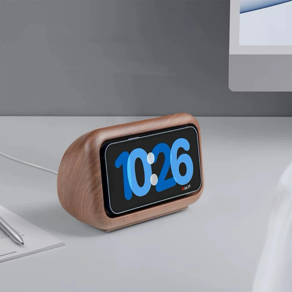 Suitable for iPhone magnetic wireless charging mobile phone holder walnut colour