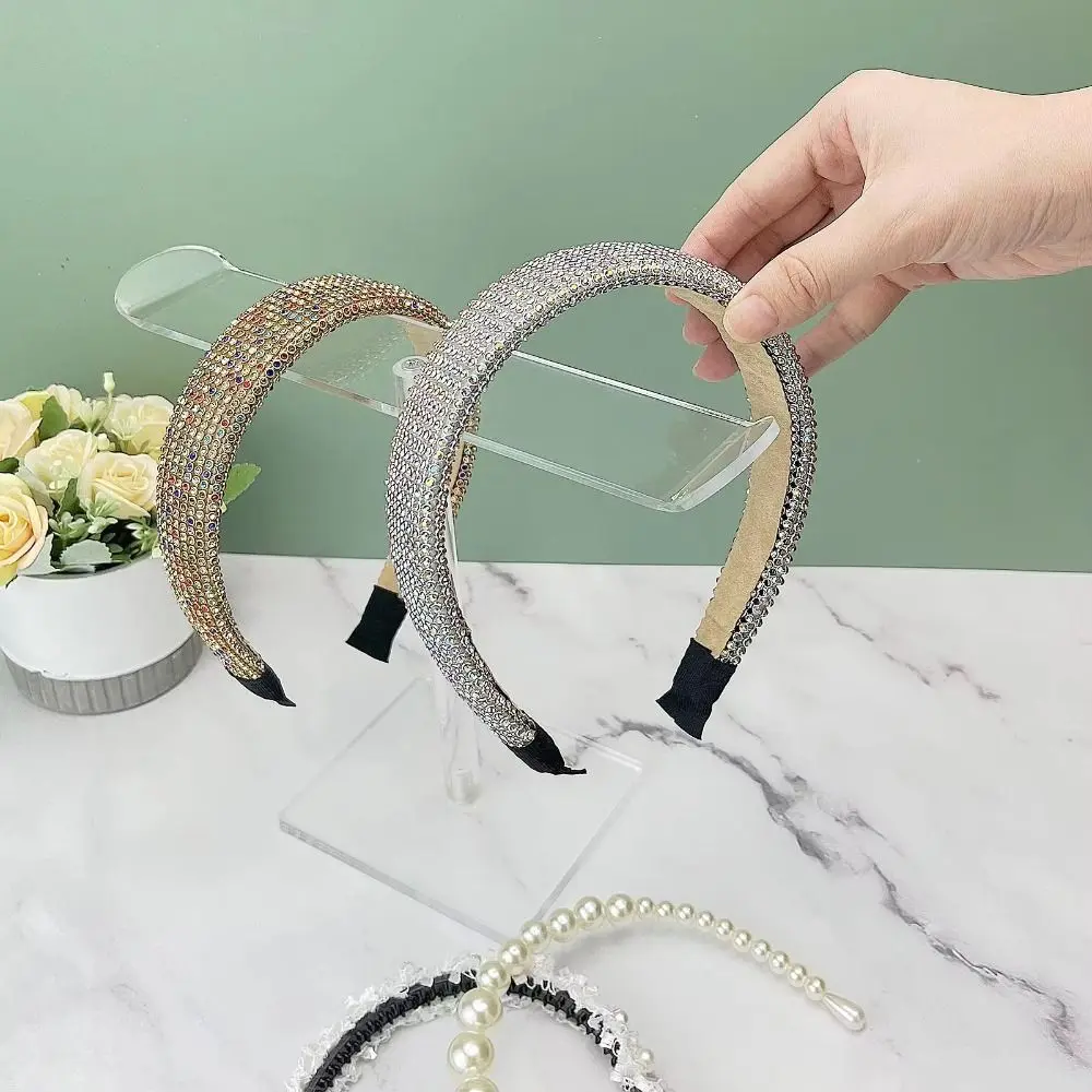 ที่ยึดแบบคาดศีรษะทำจากอะคริลิคที่แขวนสร้อยคอใสแบบถอดออกได้ขาตั้งชั้นวางสร้อยข้อมือที่ยึดผมชั้นวางของในห้องน้ำจัดเก็บเครื่องประดับ