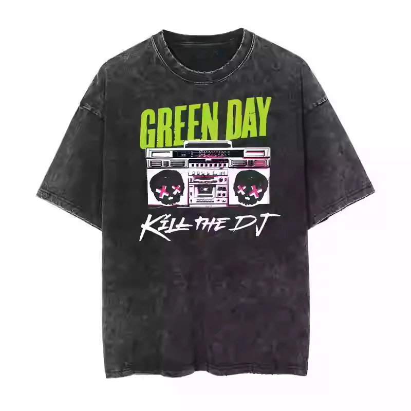 Camiseta con estampado de banda de día verde, ropa Retro antigua de manga corta Rock Punk para parejas, cómoda y holgada, nueva moda para hombres