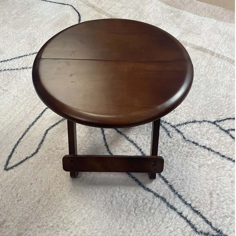Portable Foldable Solid Wood Round Stool, Outdoor Travel Fishing Bench, Home Use Leisure Low Footstool