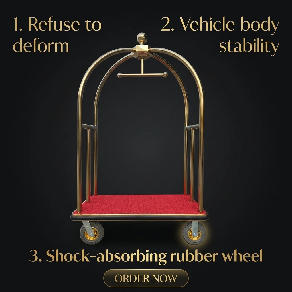 Luggage Cart For Five-star Hotels, Exclusive Guest Concierge Trolley For Lobbies, Luxury-style Luggage Trailer