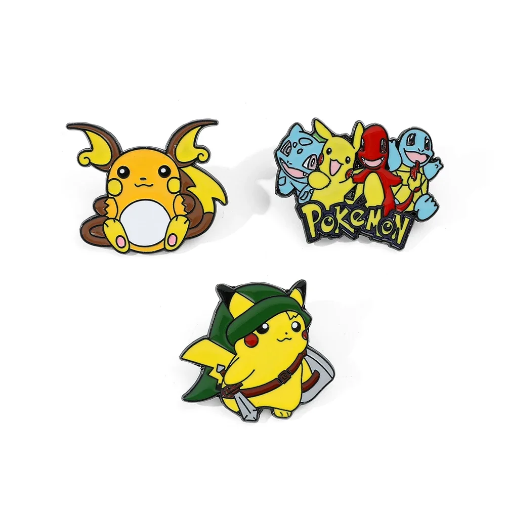 Broche de dibujos animados de Raichu, Pin esmaltado de guerrero Pikachu con personalidad, insignia de Metal, joyería para ropa, accesorios para mochila, regalo, 3 uds.